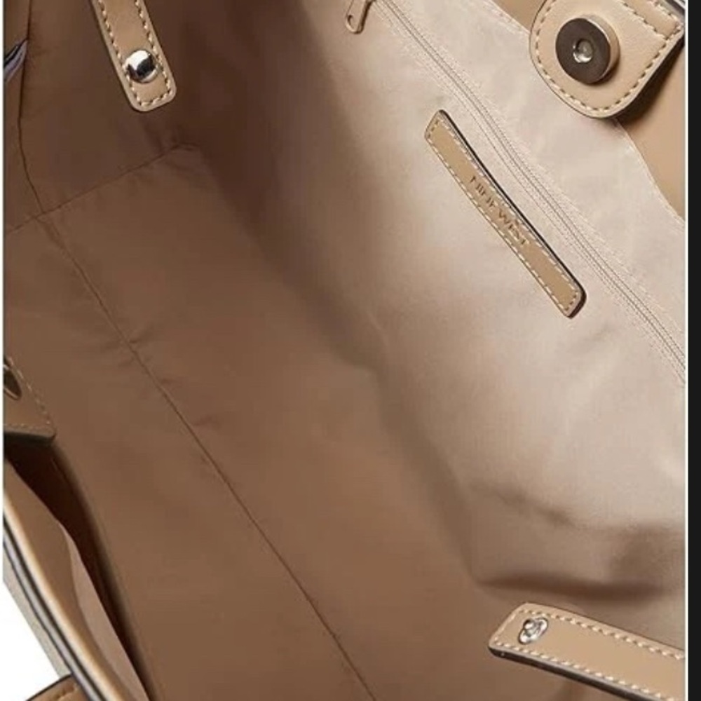 Nine West Beige and Tan Tote Bag 
17.5” wide
11.5” tall - Picture 3 of 6